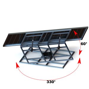 dual axis solar tracker for vehicle roof